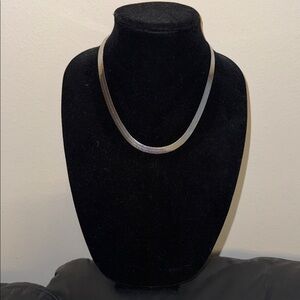 Sleek 18kt. White Gold Plated Herringbone Necklace, NEW, not stamped